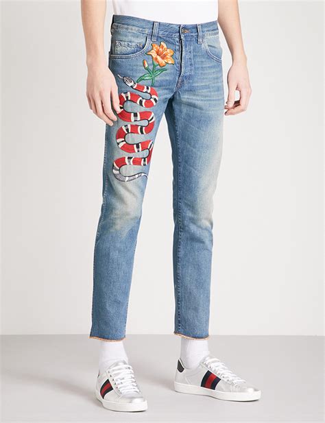 jeans gucci homme prix|gucci embroidered jeans men.